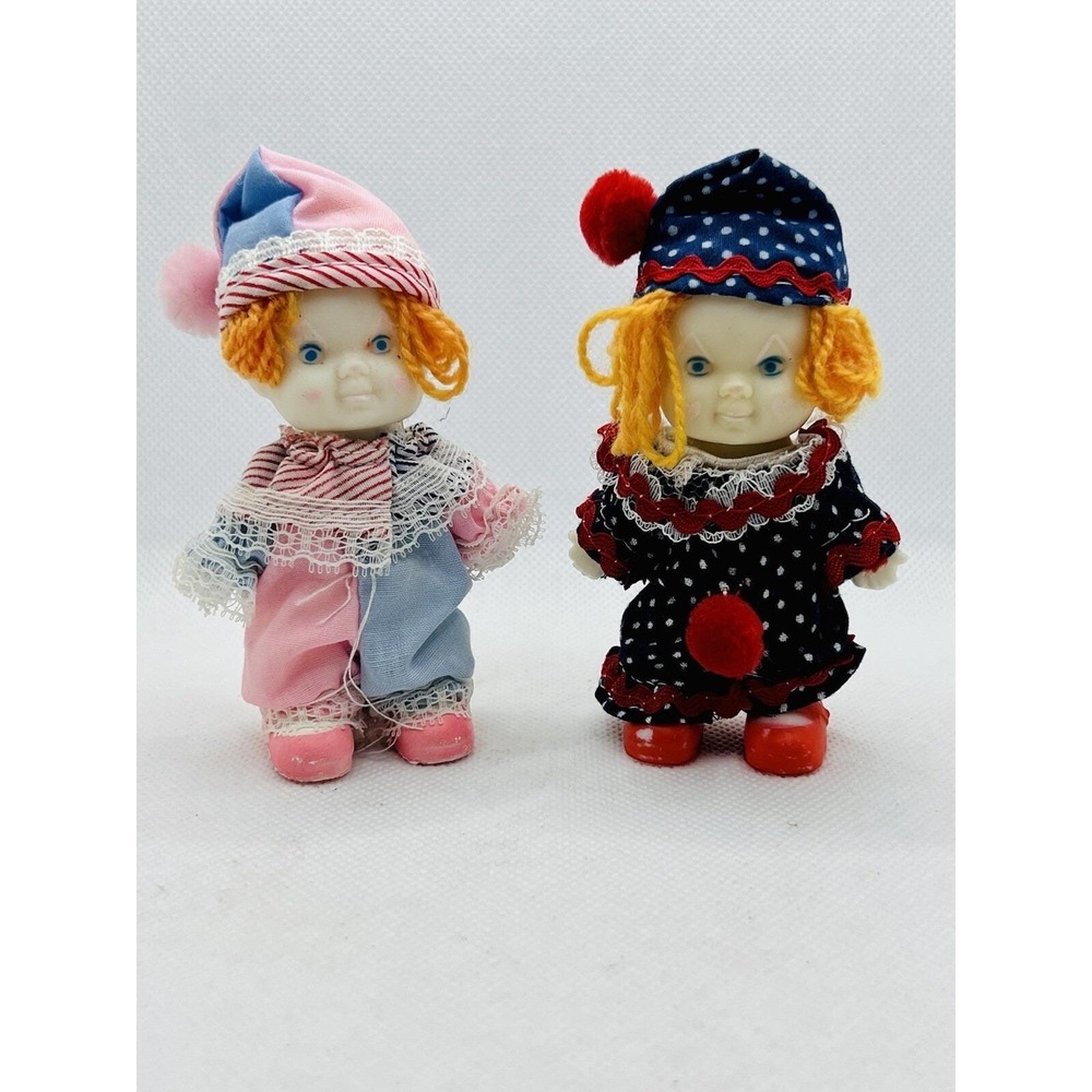 Vintage Clown Dolls 1977 Pee Wee Clowns Set Of 2 UDCO Uneeda Doll